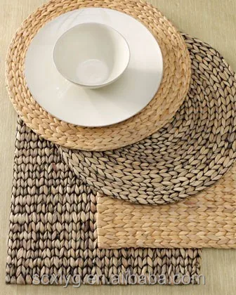 Eco-friendly Nature Grass Round Water Hyacinth Woven Placemats rattan placemat