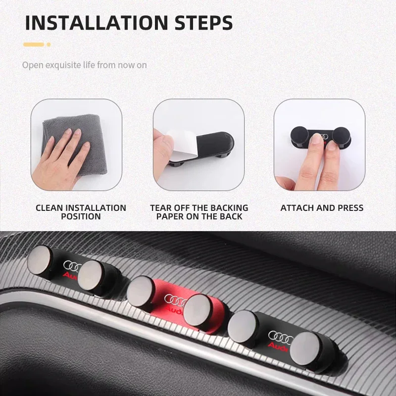Multi-Purpose Vehicle Storage Hook Car Double-Hook For Audi A3 8L 8V 8P A4 B5 B6 B7 B8 A5 A6 C5 C6 C7 A7 A8 D2 D3 Q5 Q7 view 5