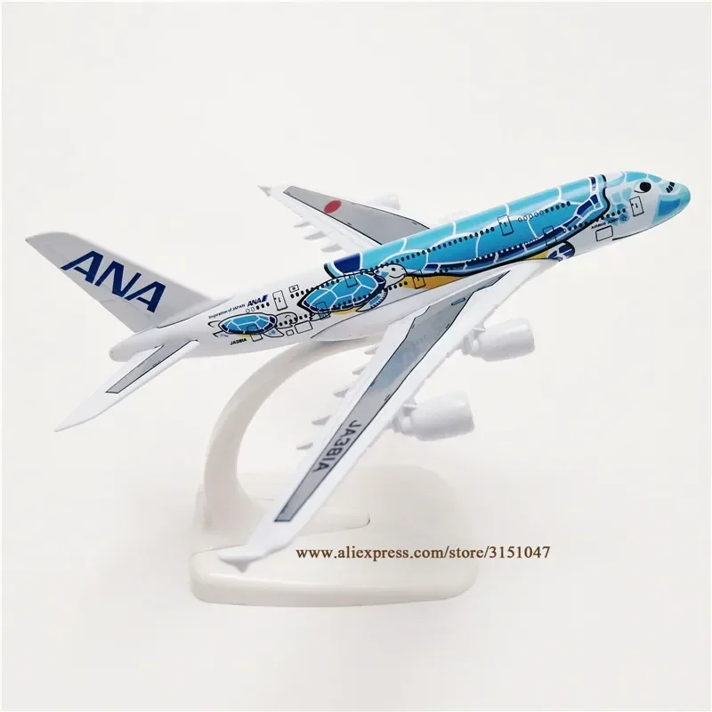 Pintura Modelo de Avião, Metal, Japão, Air ANA, Airbus A380, Sea Turtle Cartoon, Modelo de avião, Avião, 16cm, Novo