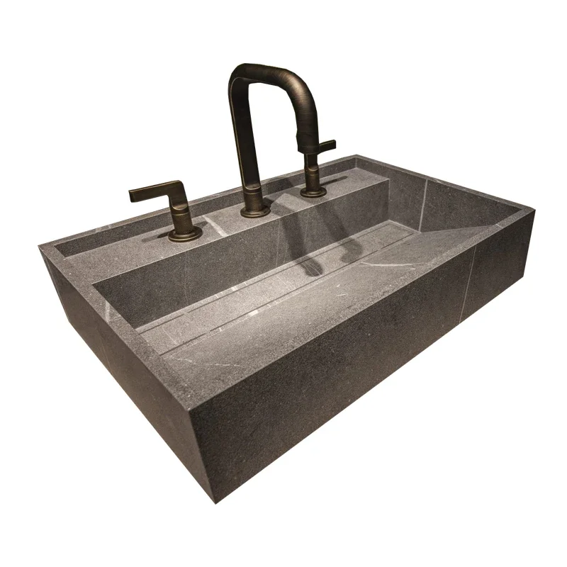 Nordic simple wall-mounted rock slab countertop integrated washbasin basin countertop bathroom cabinet