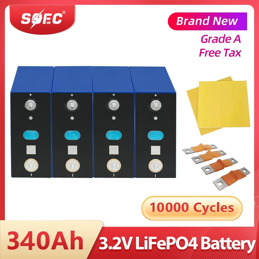 

SOEC 3.2V 340AH Lifepo4 Battery Cell High Capacity Rechargeable Lithium Iron Phosphate Battery Energy Storage System EU Free Tax