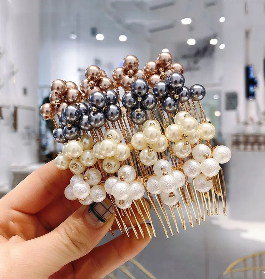 New pearl temperament hair comb for women with bangs and broken hair, hair comb plug-in hair comb, bridal hair accessories