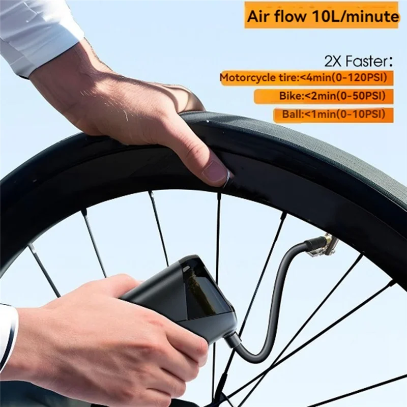 

Dependable-Electric Bicycle Tire Pump, Portable Mini Pump For Motorcycle Tire Inflator With Presta Schrader Valve For Basketball