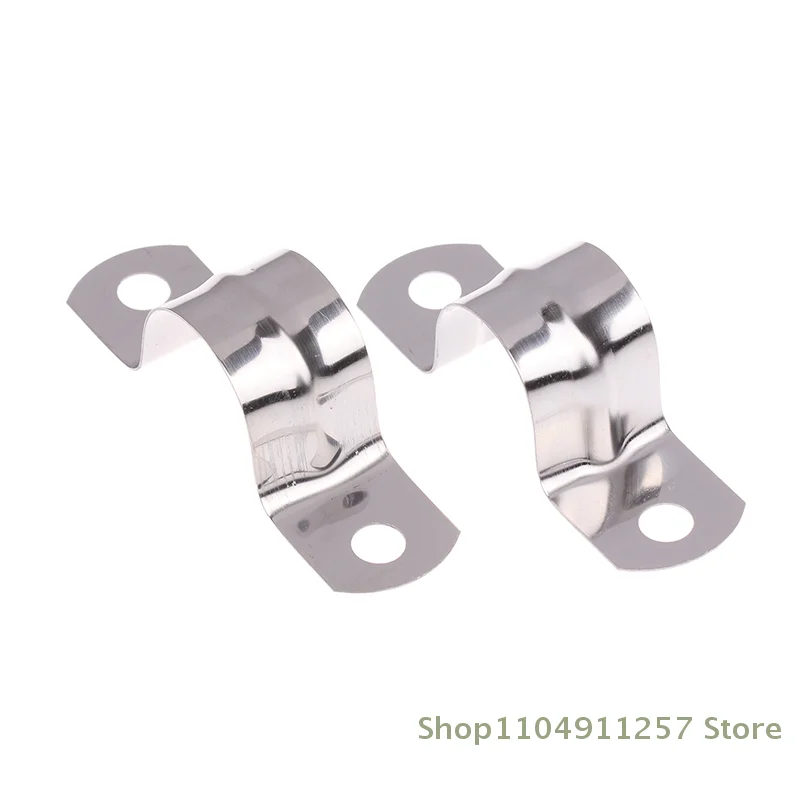 2/20 Pcs M5-20 Stainless Steel 2 Holes Rigid Pipe Strap U-Bracket Pipe Clamp For Fixing Pipe Or Cable Horseback Clamp