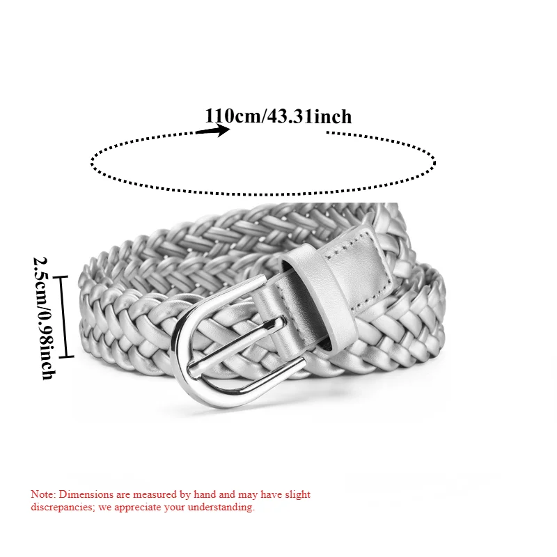 Fashionable Retro Versatile Braided Women’s Thin Belt Korean-Style High-End Elegant Everyday Casual Dress Belt (No Holes)