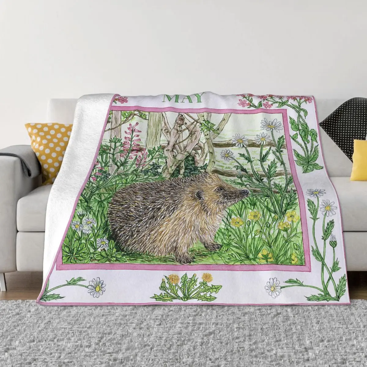

Cute Hedgehog Blankets Fleece Spring Autumn Gift Adults/Kids Animal Multifunction Soft Throw Blankets for Sofa Couch Quilt