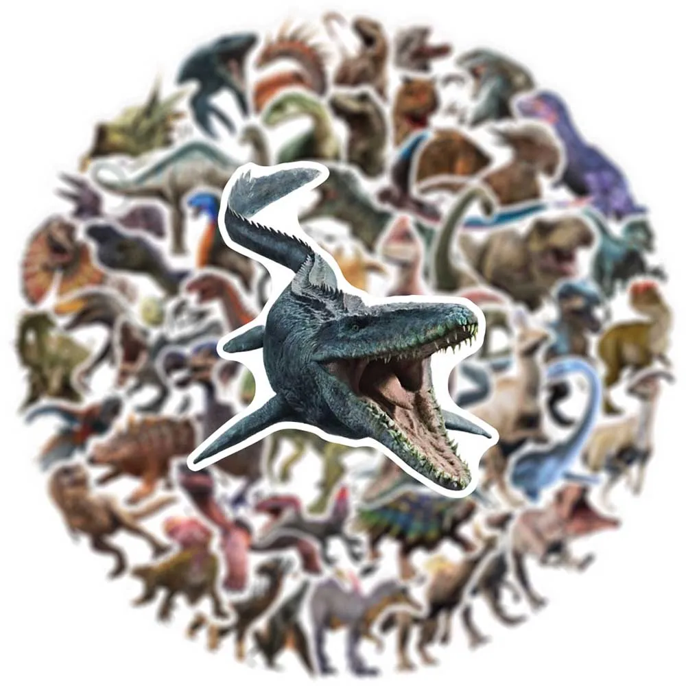 10/50Pcs Vintage Jurassic Dinosaur Varied Stickers Pack for Kids Travel Luggage Scrapbooking Notebook Decoration Graffiti Decals