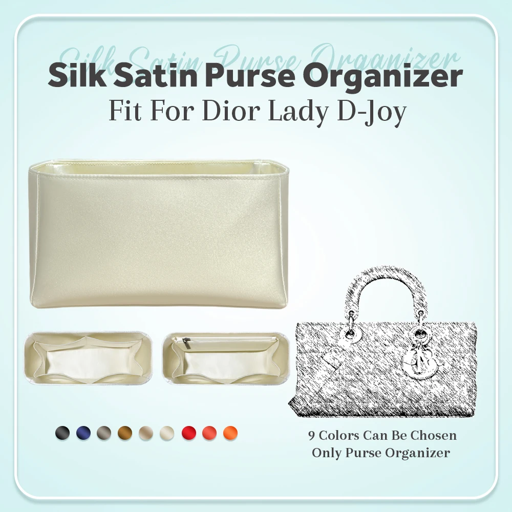 

Silk Satin Purse Organizer Insert, Inside Bag Storage Organizer Insert Fit for Dior Lady D-Joy Handbag Inner Liner Bag Organizer