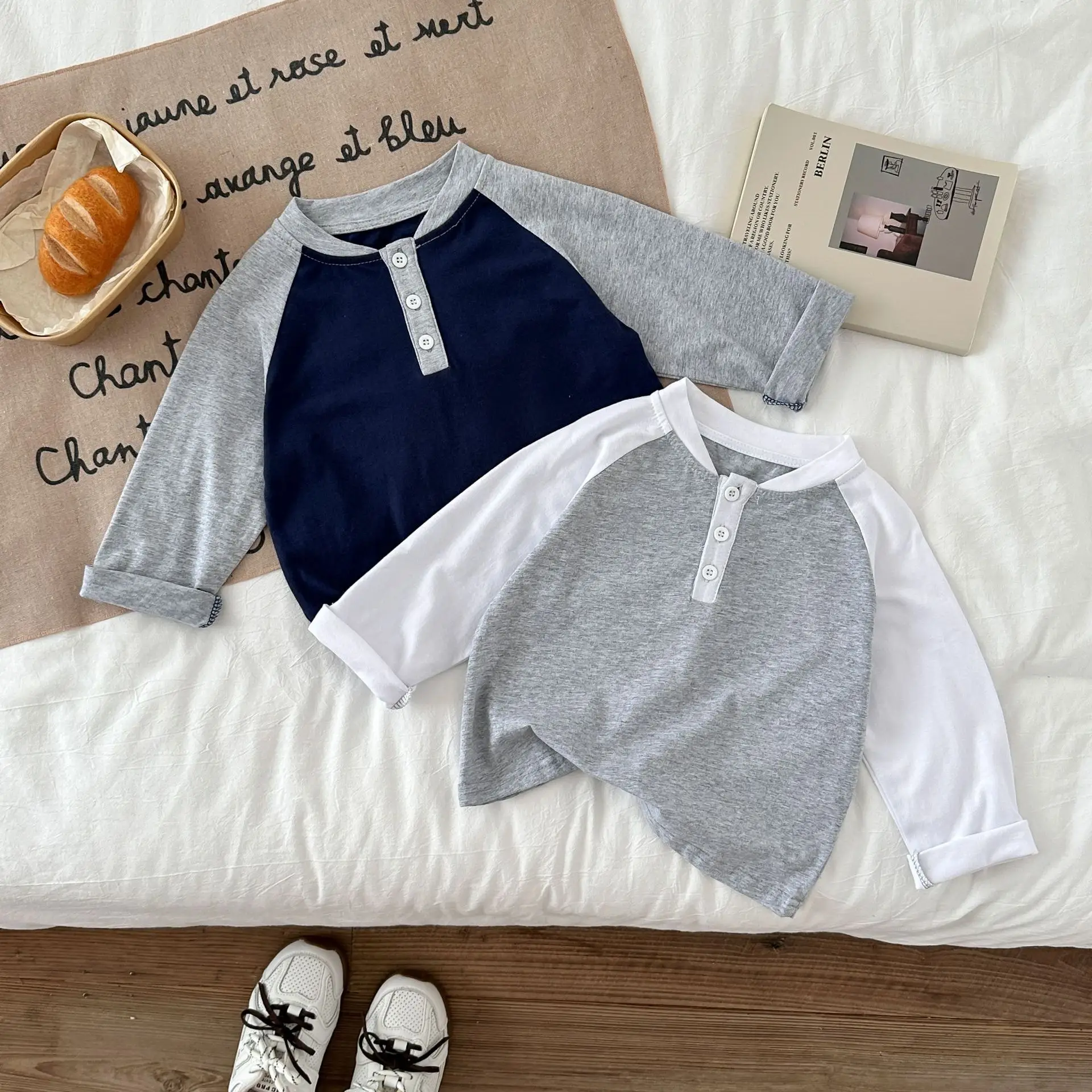 

2025 Autumn New Children Long Sleeve T Shirts Boys Patchwork Casual Tee Kids Girls Cotton Bottoming Tops Baby Clothes