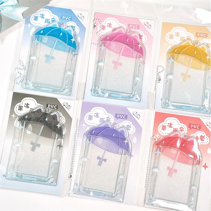 Fashion Pvc Jelly Umbrella Card Holder Cute Girl Idol 3-Inch Photo Storage Card Holder Backpack Pendant Keychain Gift