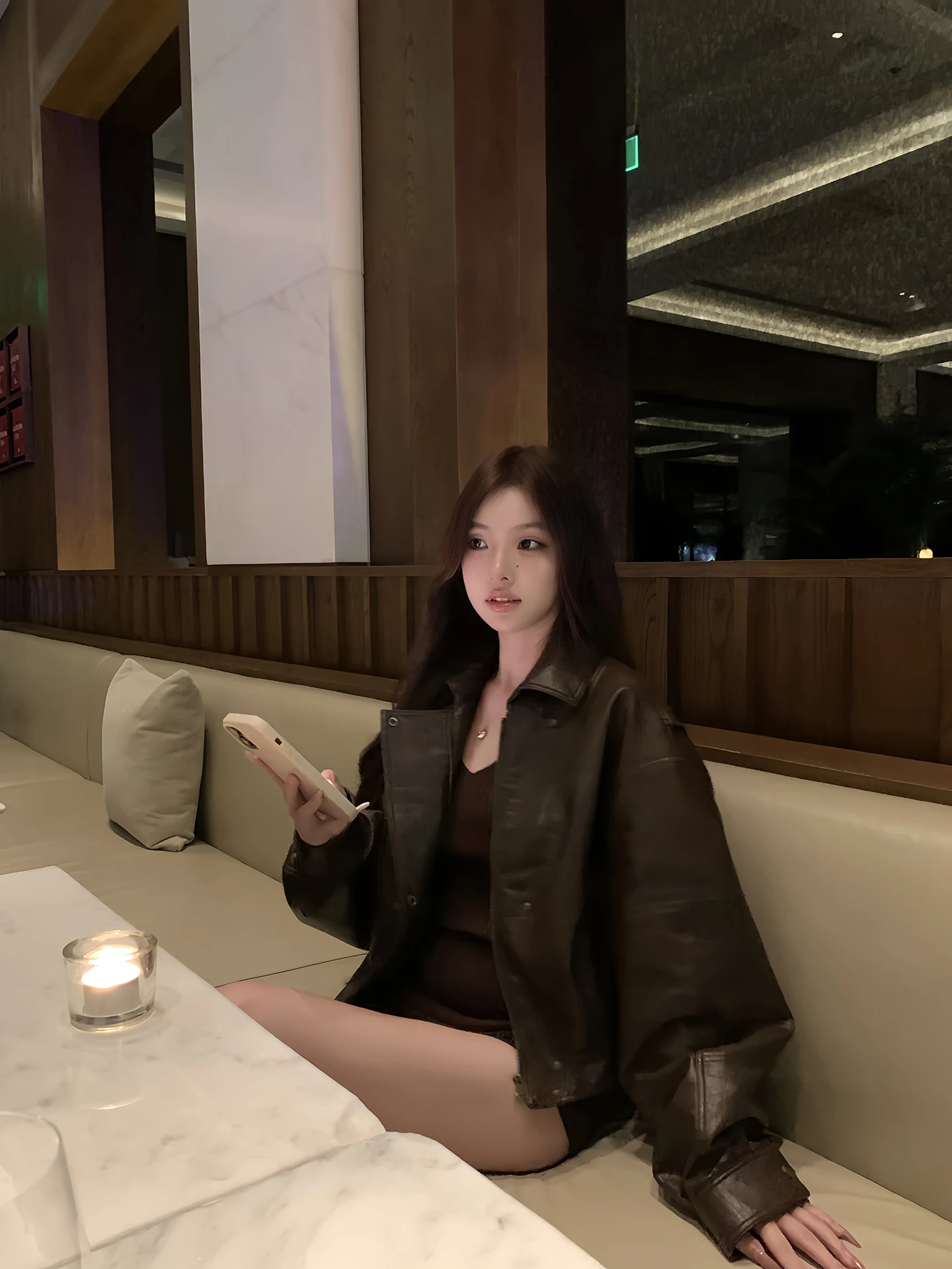 Loose Cotton-Enhanced Thiened Classic Lychee Pattern Women's Jaet Leather Coat from Middle Ancient Fly OYFF