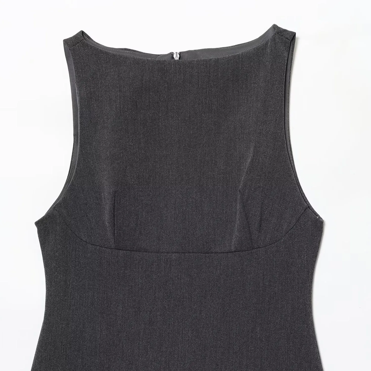 JNLEAOG Outono Novo Design Faion Feminino Or Dr Decoração em Camadas Ele Sle Fibra de Poliéster Sem Sve Corte Reto