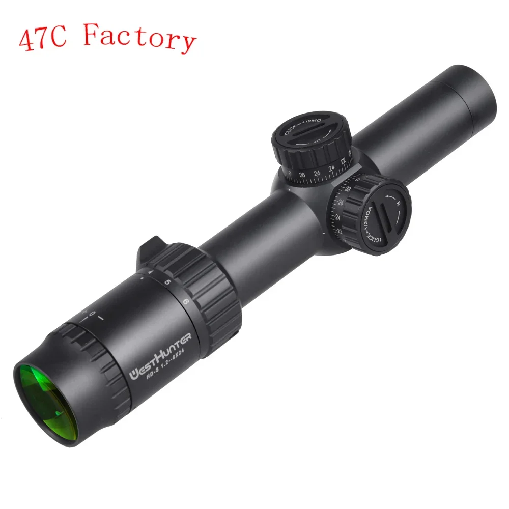 WESTHUNTER HD-S 1.2-6X24 Compact Scope Airsoft Hunting Riflescopes, Reset Lock Turrets, DulOptical Sight .223