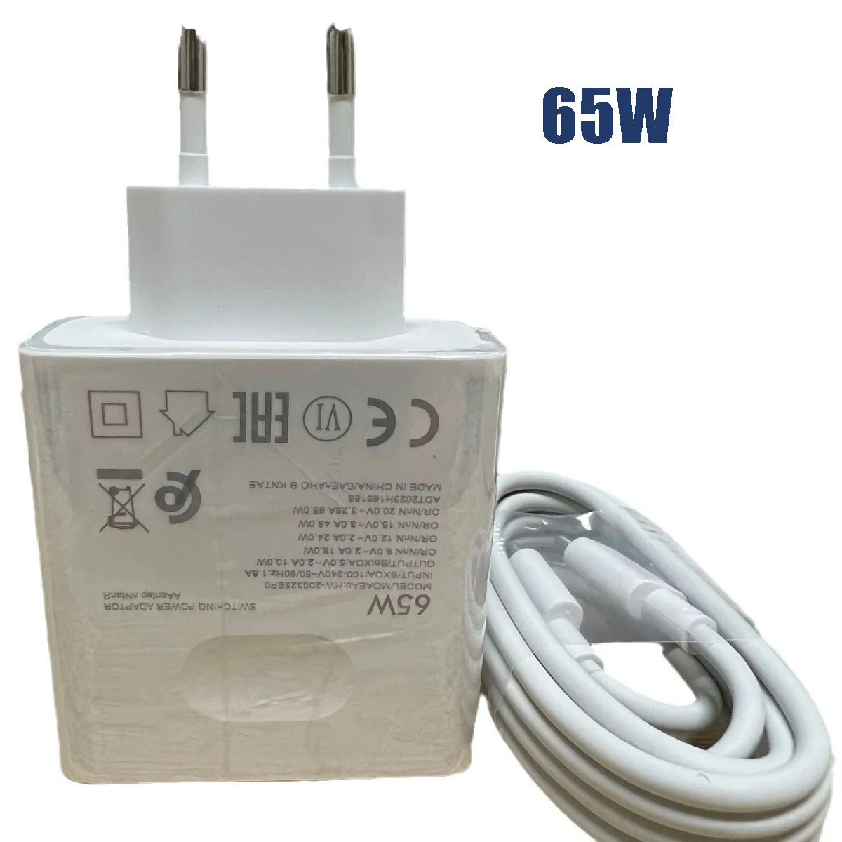 65W Super Charger for Xiaomi Huawei Matebook 13/14 with EU Plug USB C Power Adapter for Laptop 2M 6 Core USB C to Type C Cable