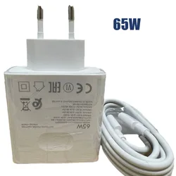 65W Super Charger for Xiaomi Huawei Matebook 13/14 with EU Plug USB C Power Adapter for Laptop 2M 6 Core USB C to Type C Cable