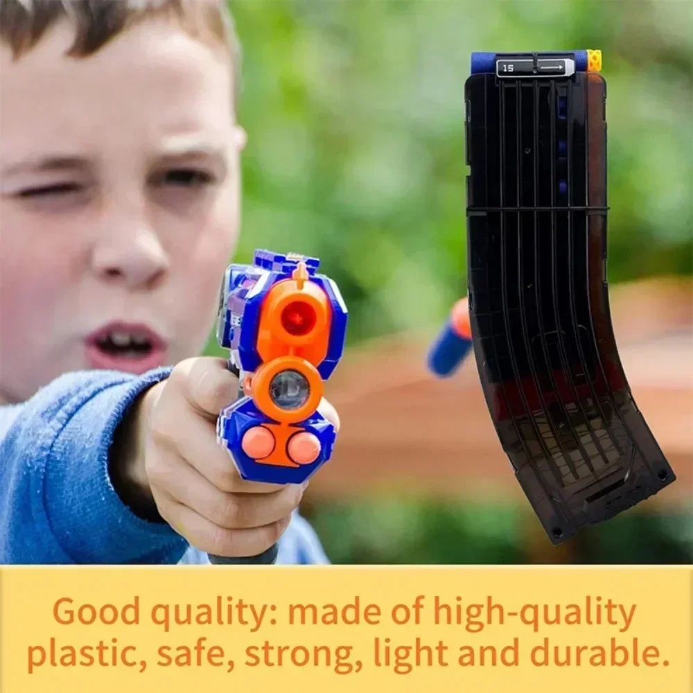 B1/3PCS 15ダーツバナナカーブクリップ、ソフト弾クイックリロードクリップ、ナーフエリートマガジントイガン対応（ブラック）