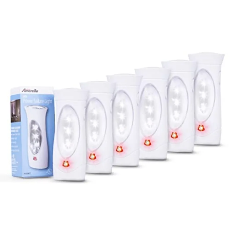 

LED Emergency Lights for Home Power Failure, 6 Pack - Triple Function Power Failure Light and Plug in Flashlight Combo, with Re