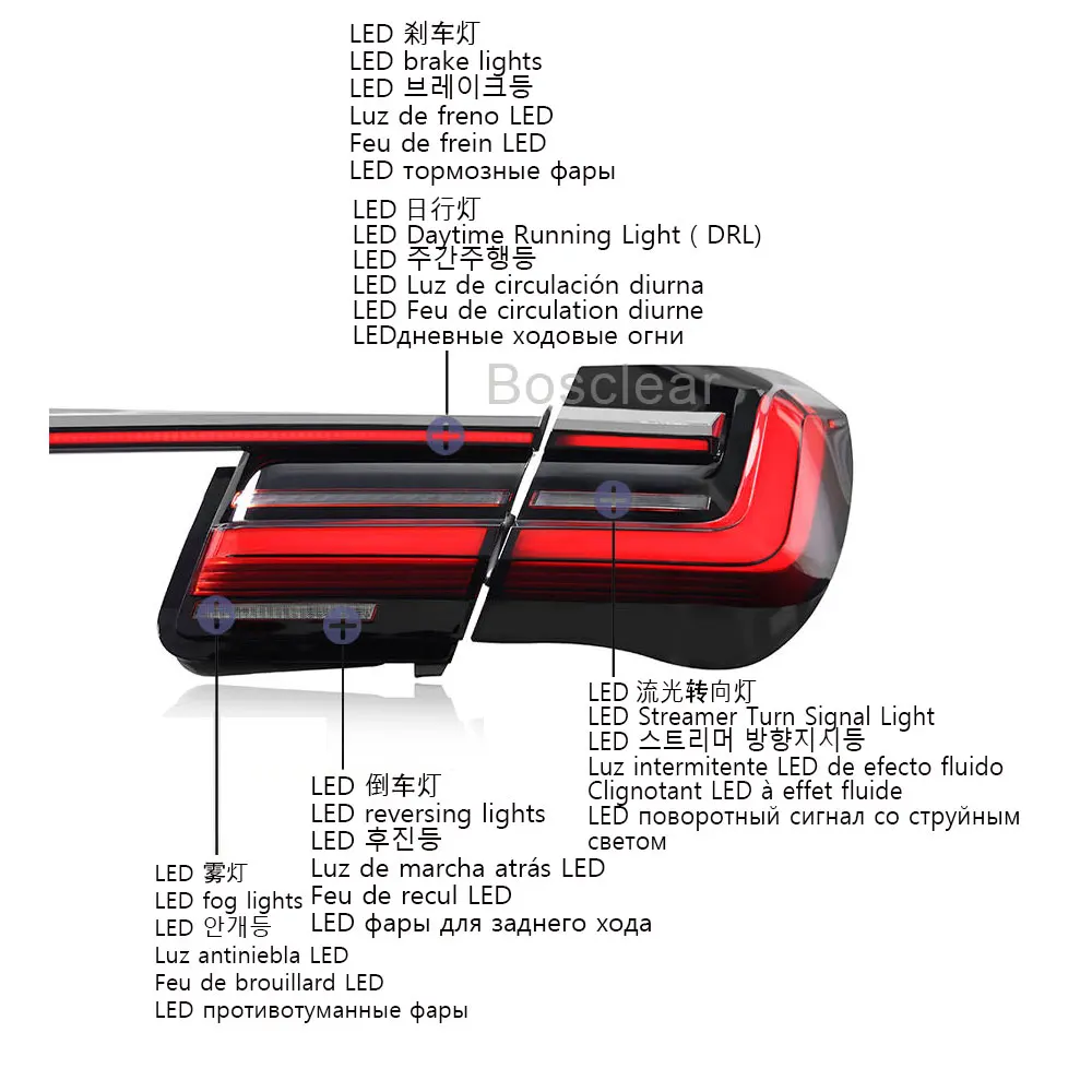 Taillights Assembly for BMW 7 Series F01 F02 2009-2015 Full-width Taillamps Upgraded LED Rear DRL Daytime Running Lamp Plug&Play