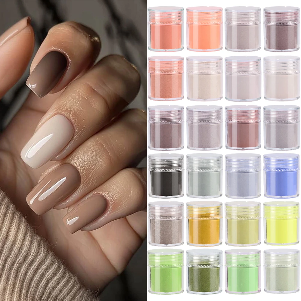 24Jar グレー/コーヒー色固体アクリルパウダー初心者のための彫刻ビルダー爪延長パウダー DIY 秋冬マニキュアダスト