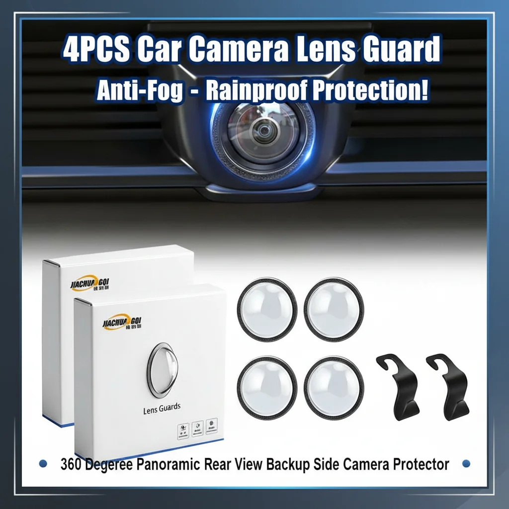4PCS Car Camera Lens Guard Universal Anti-Fog Rainproof Cover for 360 Degree Panoramic Rear View Backup Side Camera Protector