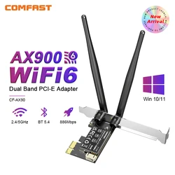 COMFAST AX900 WiFi 6 PCI-E Adapter 2.4G&5GHz 900Mbps Network Card BT5.4 WiFi6 Bluetooth Adapter 2*3dBi Antenna PC WiFi Card WPA3