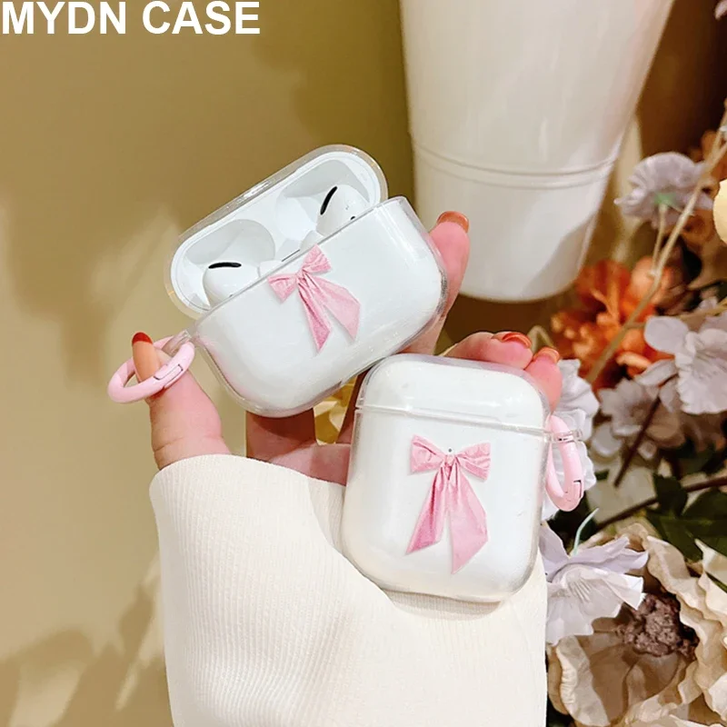 Patterned Soft TPU Earphone Case for Airpods 1 2 3 2021 Cover for Apple Airpods Pro 2 Cases Cute Bowknot Box Gift for Girl Women