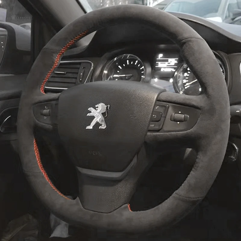 

Сшитый вручную замшевый чехол на руль автомобиля 100% для Peugeot 408 2014-2019 Traveller 2016-2019, автозапчасти