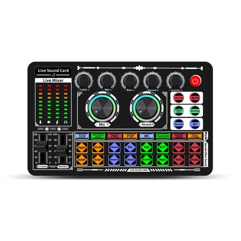 Placa som para microfone, karaokê, gravação streaming