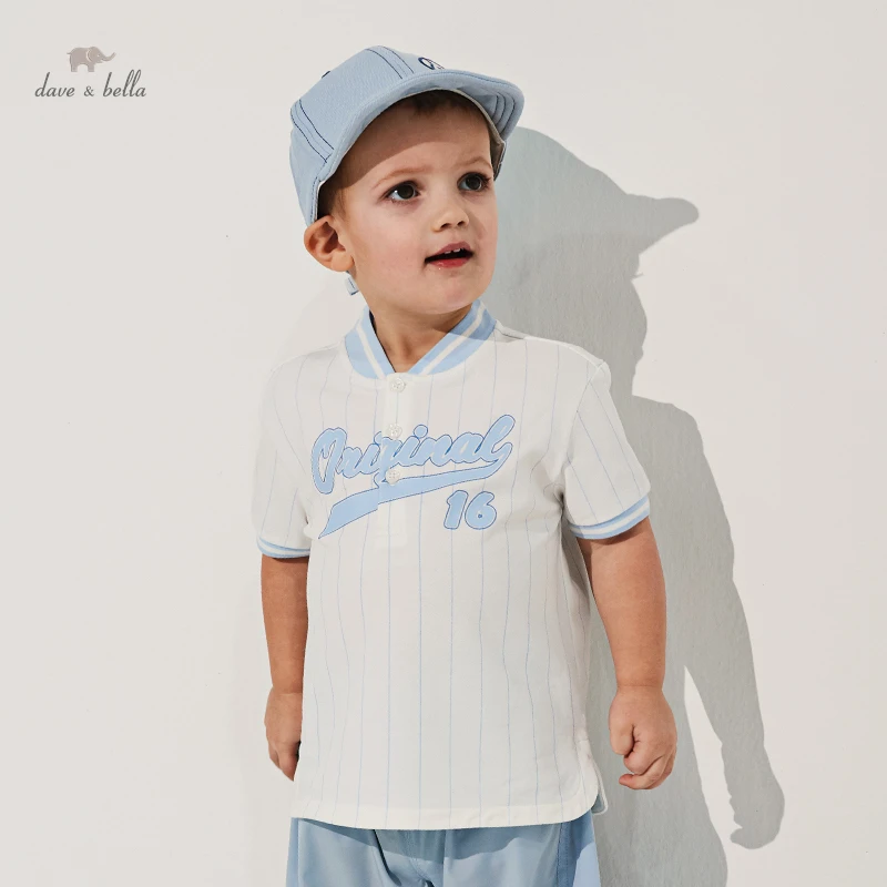 

Dave Bella Children's T-Shirt Kid's Clothes Boys Short Sleeve Summer Baby letter Top Polo Cotton Casual Sport DB2234684