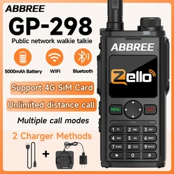 ABBREE GP-298 Network Walkie Talkie Unlimited Distance Zello Global POC 4G 3G 2G SIM Card Android Bluetooth WIFI Two Way Radio