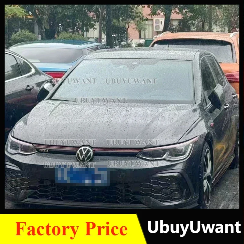 For VW Golf MK8 R-Line / GTI Car Bright Black Front Bumper Side Splitter Spoiler Trim Fog Light Canard 2020 2021 2022 2023 2024