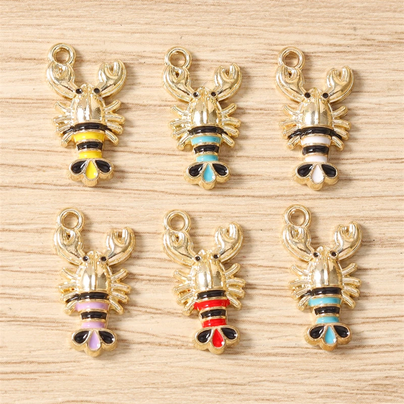 10 Stück niedliche, gemischte Emaille-Anhänger in Form von Schildkröten, Hummern und Haien zum Basteln von Ohrringen, Halsketten und Armbändern, für DIY-Bastelarbeiten und Schmuckzubehör. – Detail 6