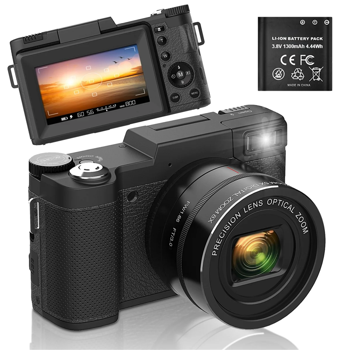 4K 48MP Camera Photo Camera with 5X Optical Zoom & 8X Digital Zoom, Autofocus Compact Camera