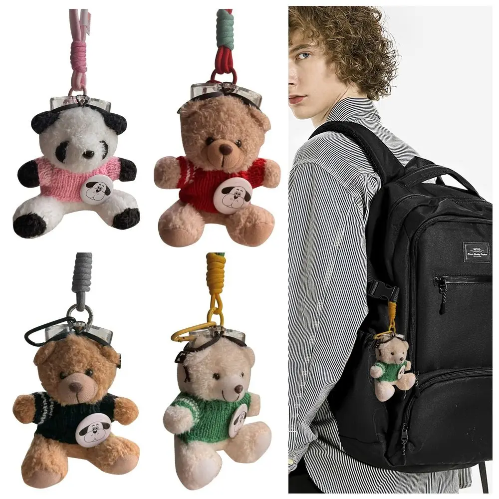 Cool Cute Keychain Bag Accessories Hangings Ornament Pilot Bear Keychain Plush Bear Key Ring Car Keys Accessories