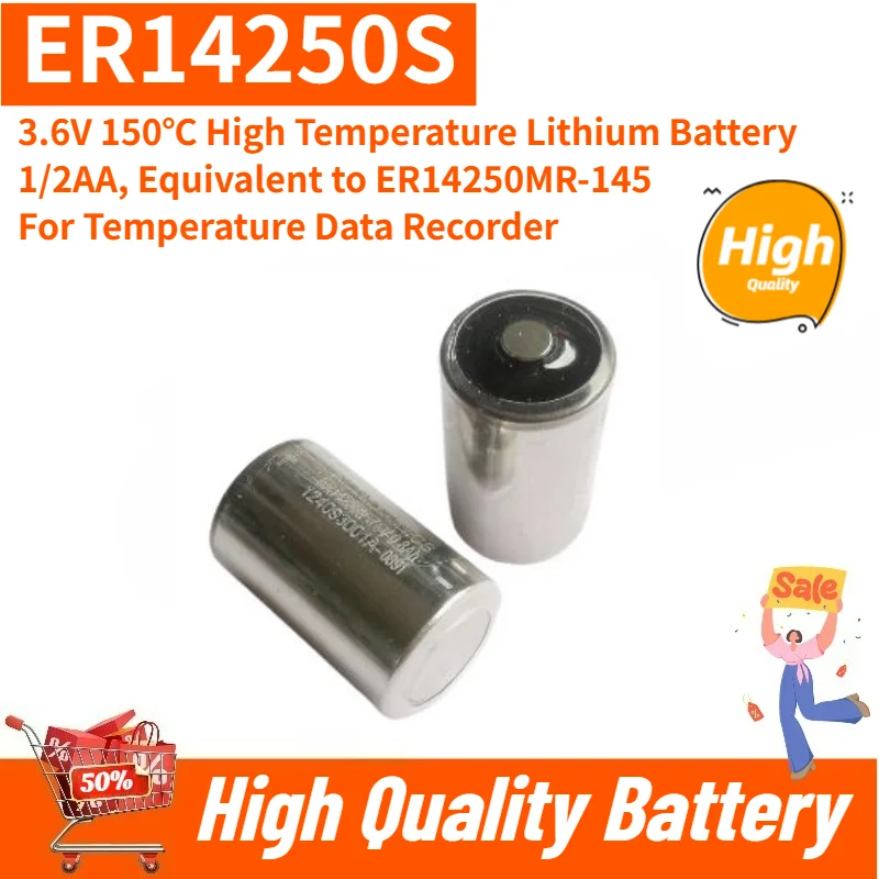 ER14250S 3.6V 150℃ High Temperature Lithium Battery 1/2AA, Equivalent to ER14250MR-145 for Temperature Data Recorder