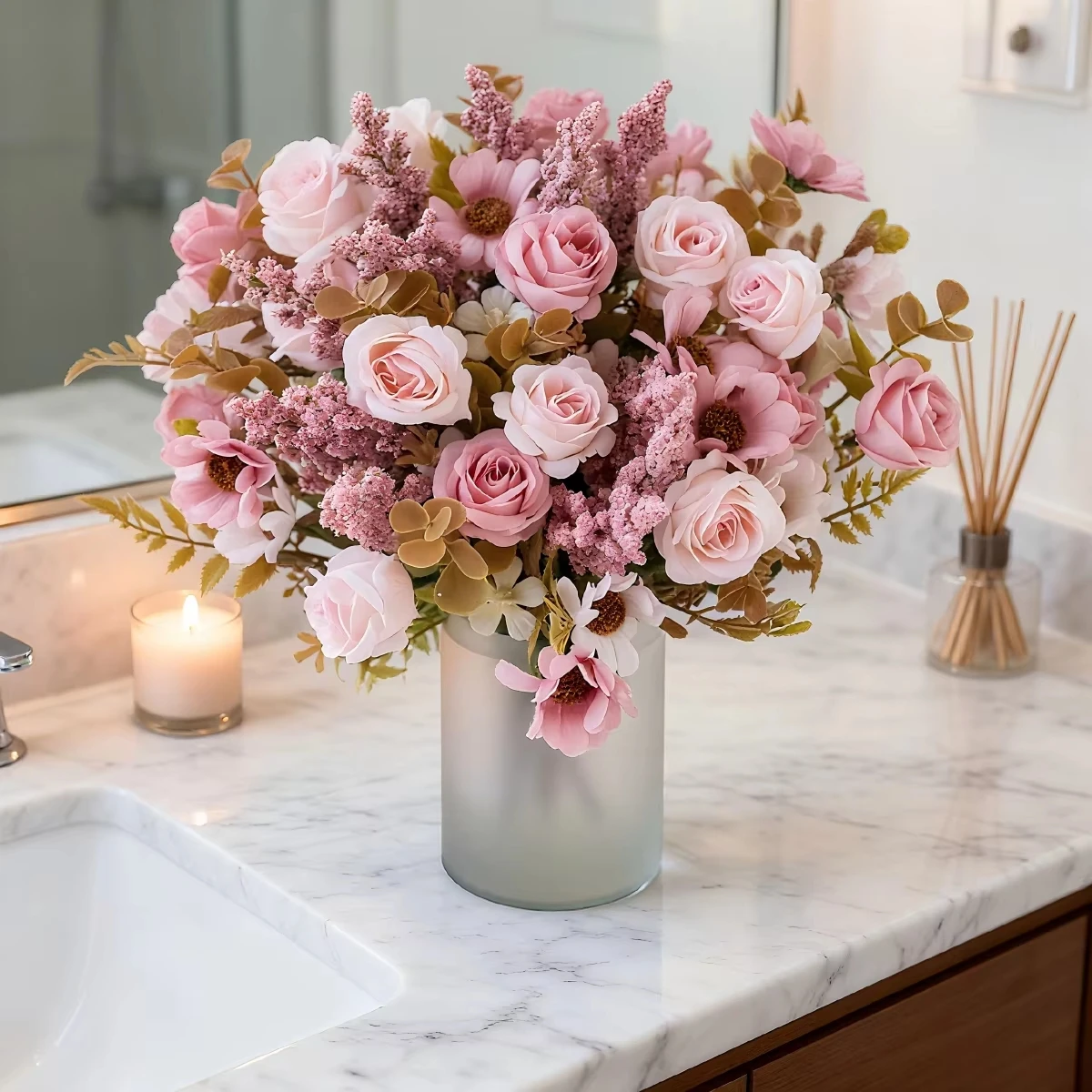 1/2PC Artificial Flowers Rose Silk Wedding Wreath Home Room Table Festival Outdoor Garden Vase Decor Bridal Bouquet Diy Gift Box