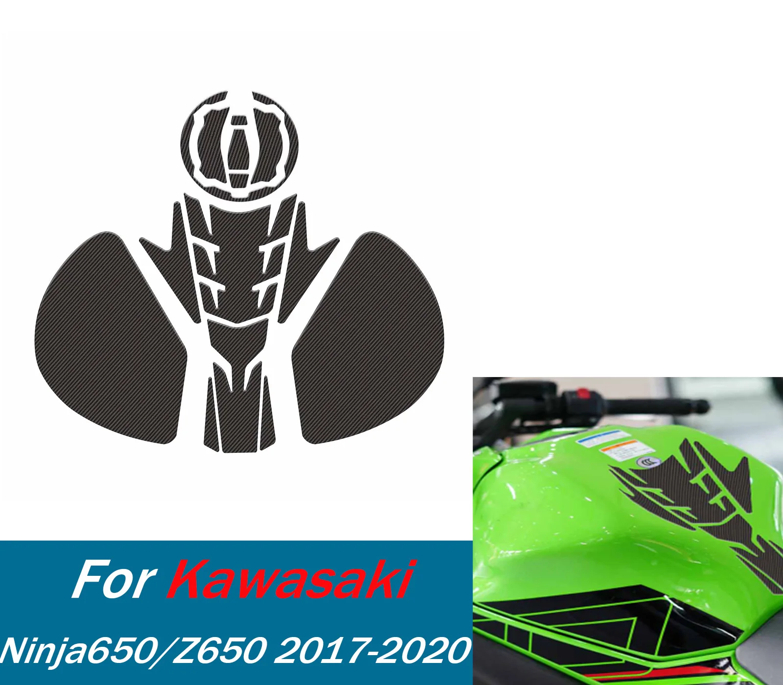 

For Kawasaki Ninja650 Z650 2017-2020 Tank Traction Side Pad Gas Fuel Knee Grip Decal Motorcycle Sticker Accessories ﻿
