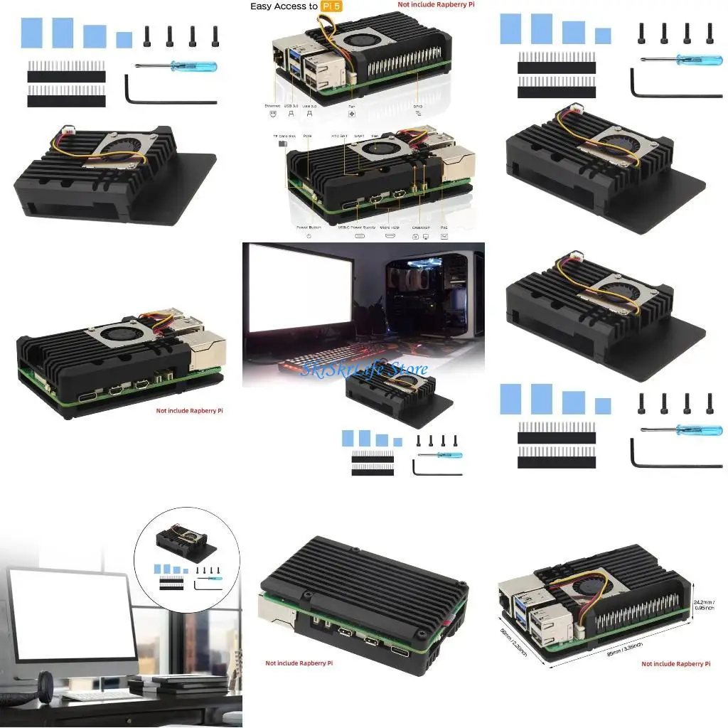 

E65E Universe Aluminum Alloy Metal Case Box with Radial Blower Fan Heatsink For RPi 5 8GB/4GB/2GB Housing Case Enclosure