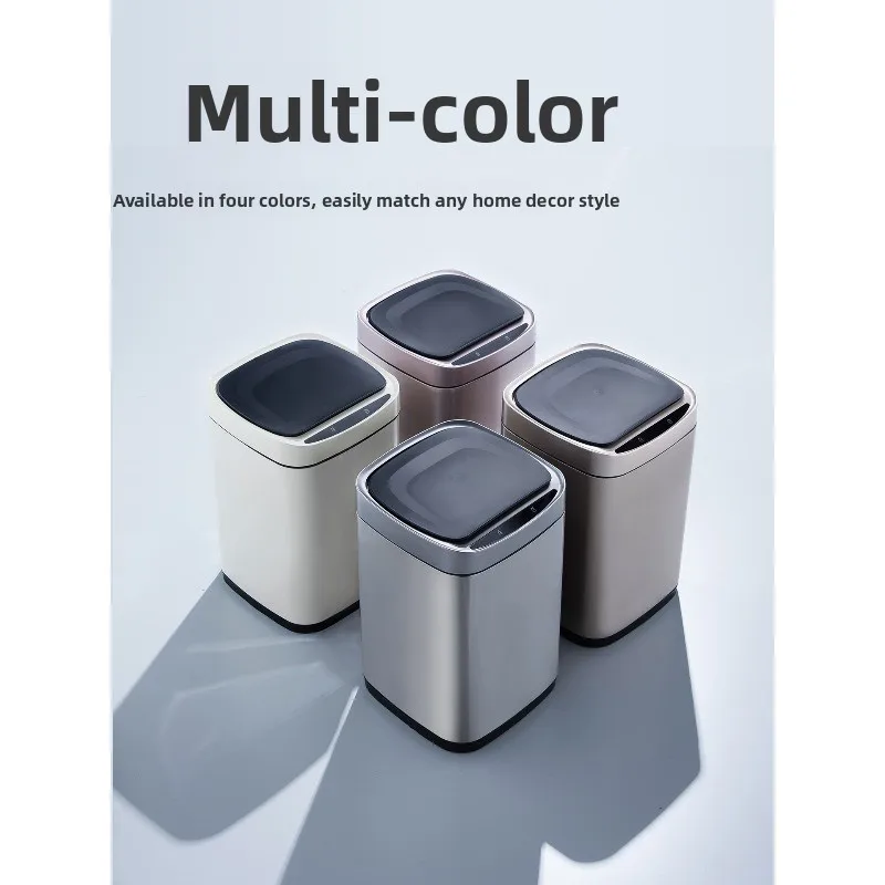 Intelligent induction trash can household living room bedroom kitchen stainless steel electric automatic light luxury high-end