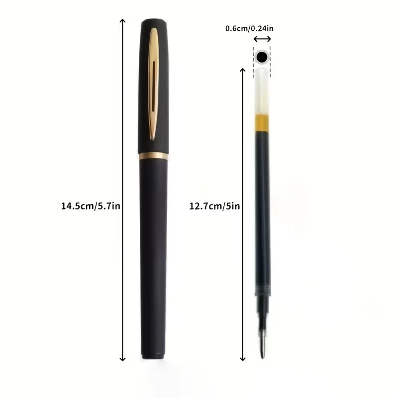 12 Pcs High-End Black Large-Capacity Gel Pen Set, 0.5mm Fine Tip, Ideal for Business, Office, Signing, School, Calligraphy