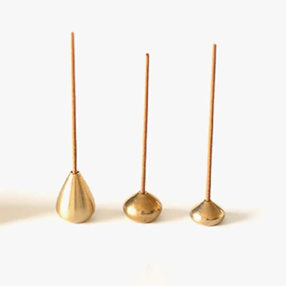 Water Drop Shape Brass Craft Metal Temples Incense Stick Holder Home Decoration Incense Base Sandalwood Coil Base