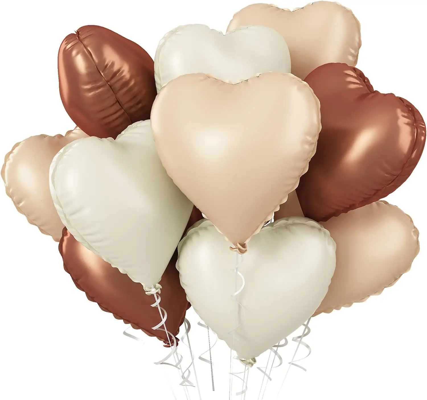 10PCS Cream White Foil Heart Shape Balloons 18inch Beige Foil Balloons for Helium Wedding Brithday Party Decorations