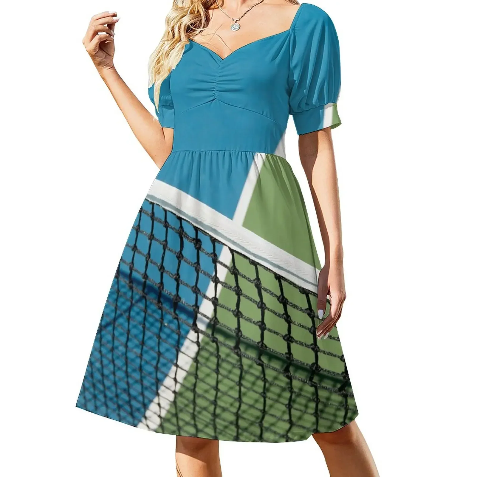 

Blue Green Tennis Court Sleeveless Dress women dress beach outfits for women Dress