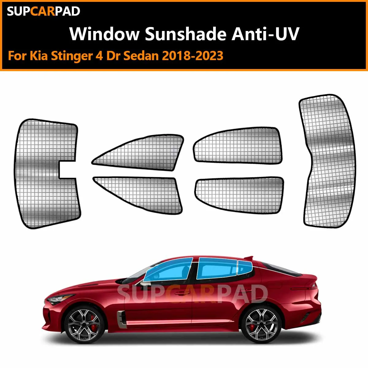 

For Kia Stinger 4 Dr Sedan 2018-2023 Custom Car Window Sunshade Anti-UV Car Sun Window Visors Sunshade Covers Accessories