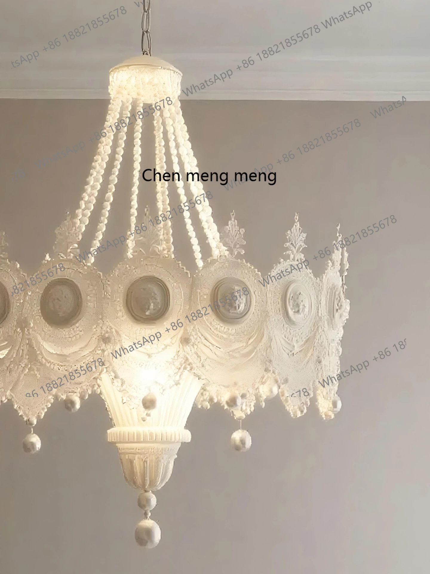 Pearl chandelier French retro minimalist high-end living room lamp light luxury warm romantic art