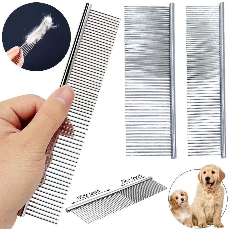 Pet Dematting Comb Stainless Steel Pet Grooming Comb for Dogs and Cats Gently Removes Loose Undercoat Flea Comb Pretty&Better