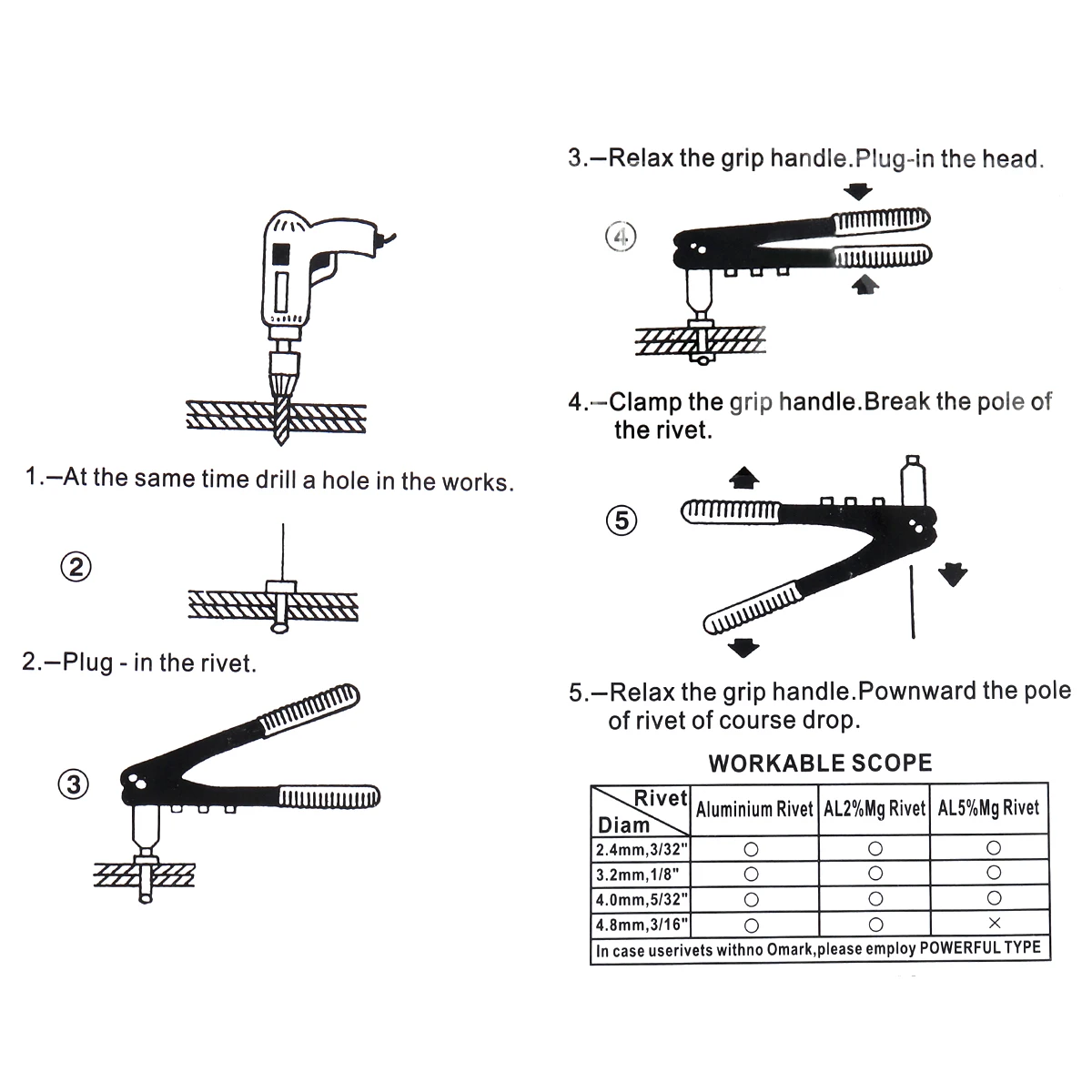 Manual Light Weight Rivet Gun Professional Hand Riveter for Gutter Repair