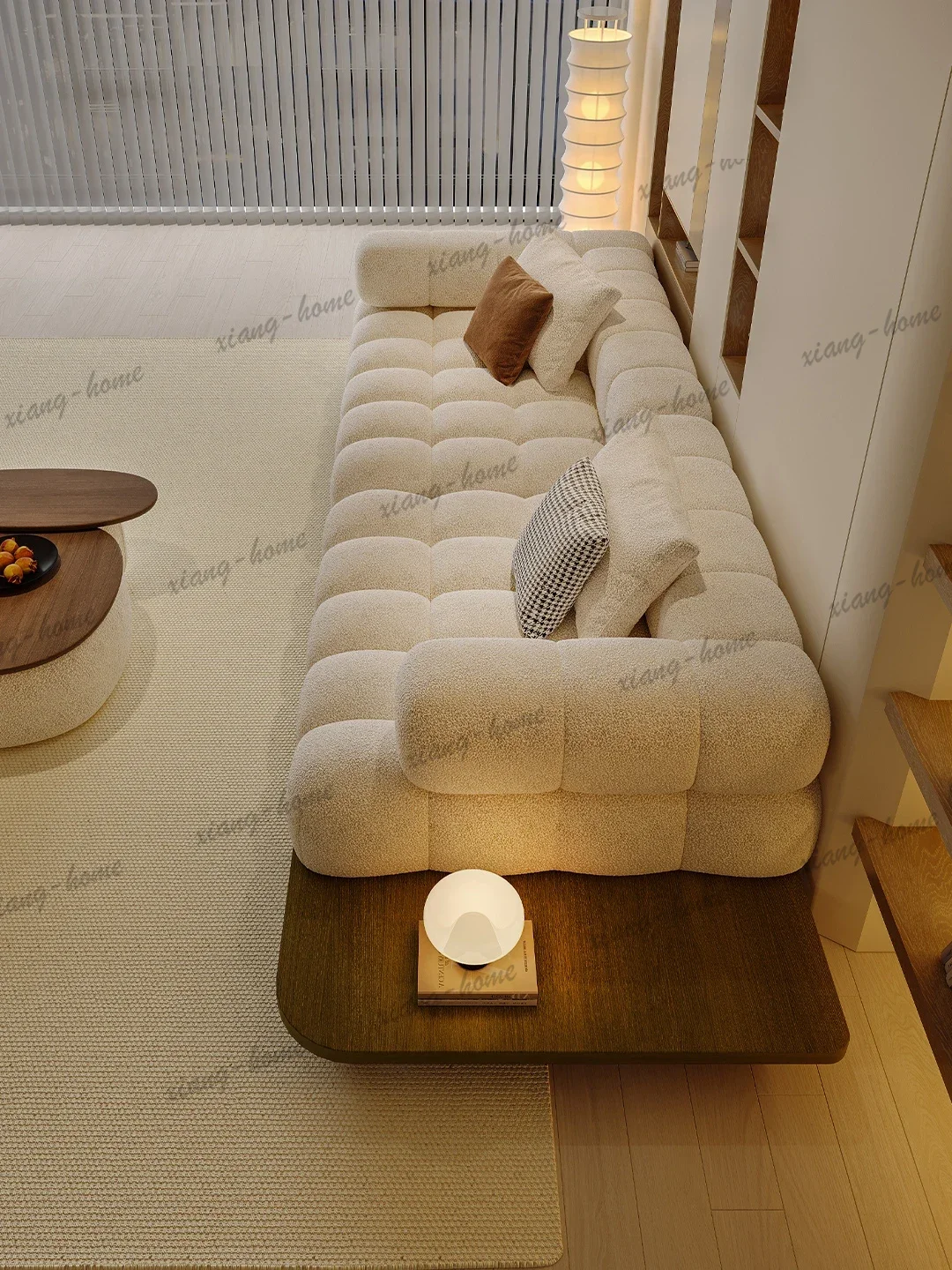 Platform Sofa Low Profile Chenille Cream Plush Minimalist Natural Cozy Lounge Light Luxury High End Living Room Furniture Couch