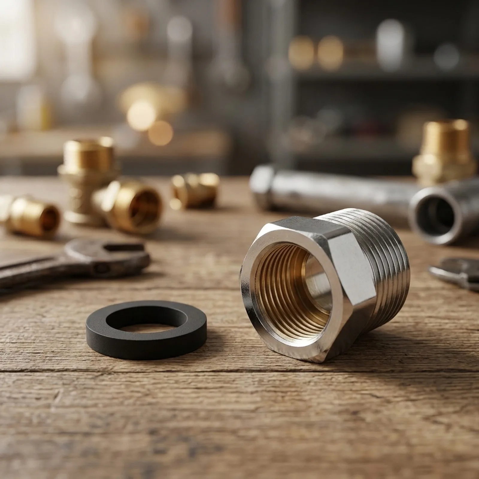 For pipe connection joint made of brass with 3/8 internal thread and 1/2 external thread for water inlet lines