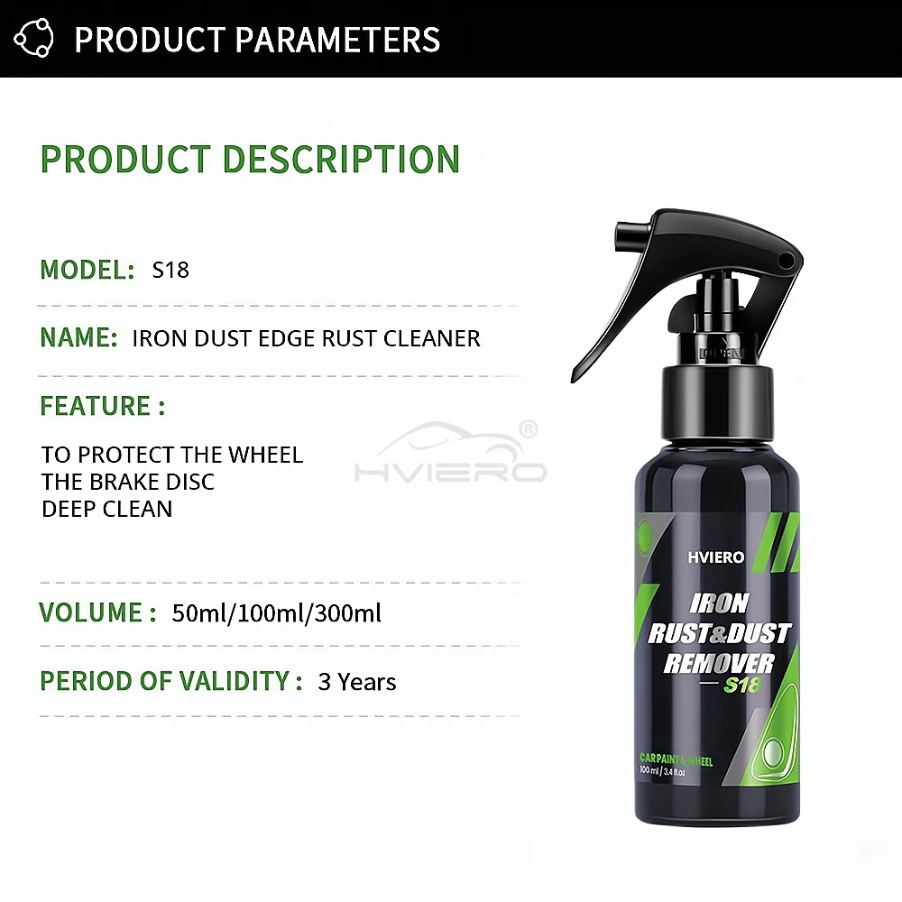 50/100/300ML Protect Wheels Brake Discs From Iron Dust Iron Removal Agent Rim Cleaner Rust Cleaner Auto Detail Chemical Car Care